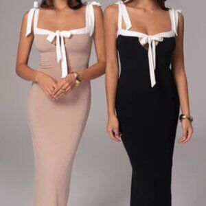 Black/Beige Clarice Reversible Maxi Dress